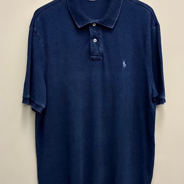 (XL)POLO 폴로랄프로렌 인디고 빈티지 다잉 코튼 반팔 PK카라티