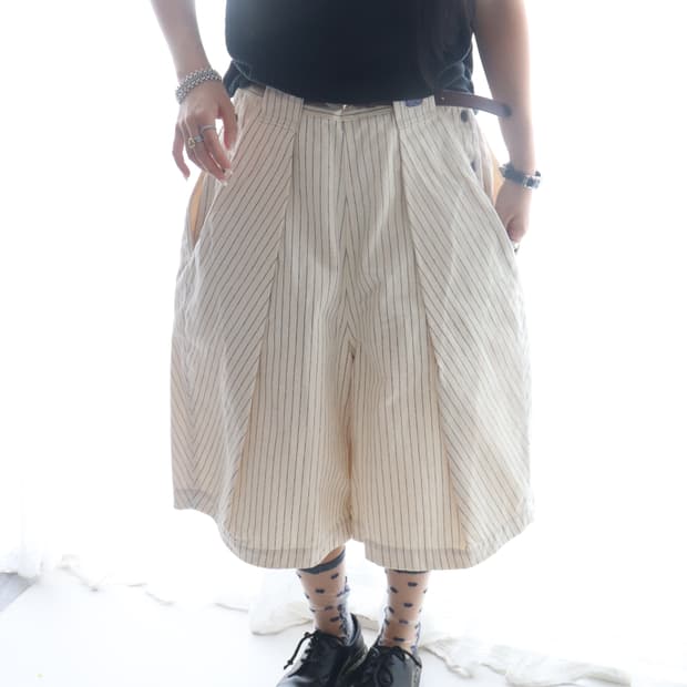[Kapital] Stripe Tuck Culottes Pants
