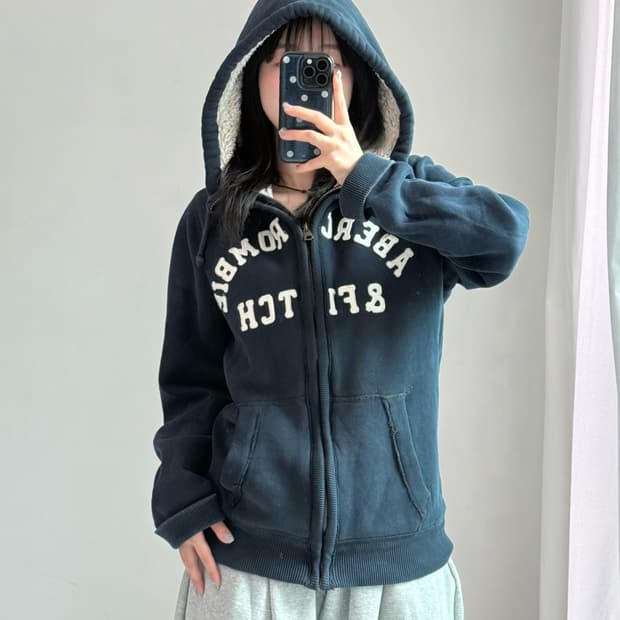 아베크롬비 양털 네이비 후드집업