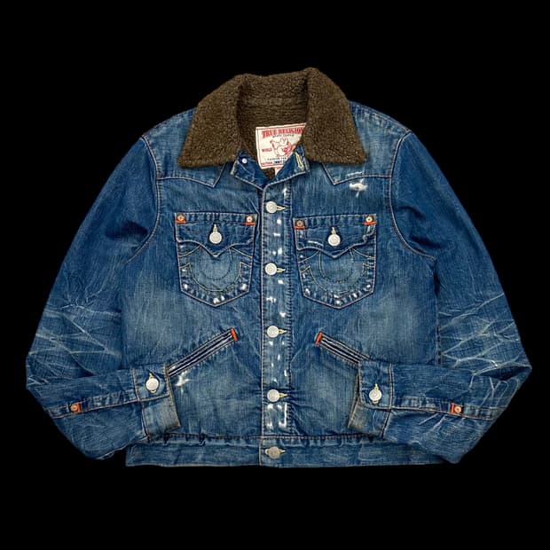 트루릴리젼 데미지 지미 쉐르파 데님 자켓