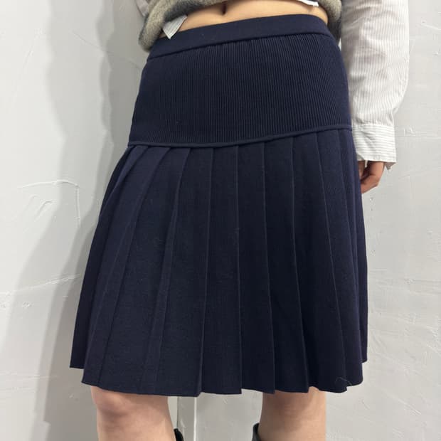 floridakeys navy pleats knit skirt