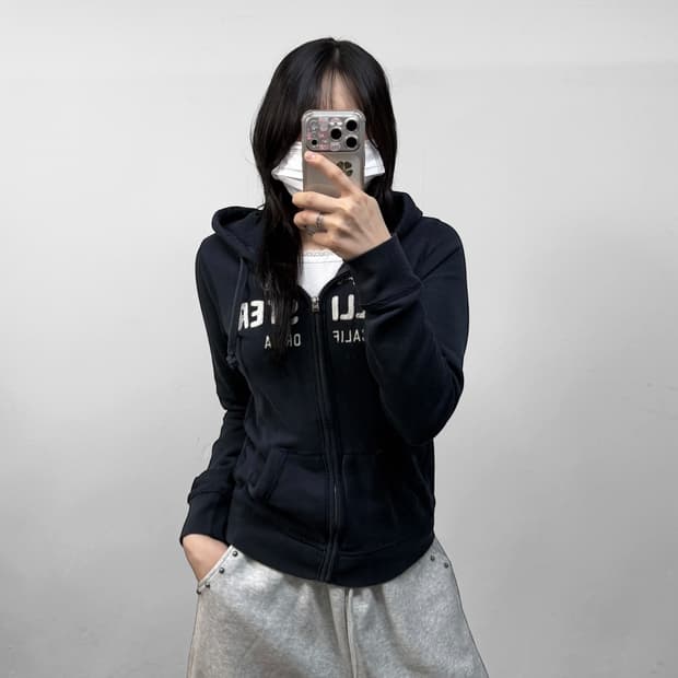홀리스터 스펠 로고 후드집업 네이비