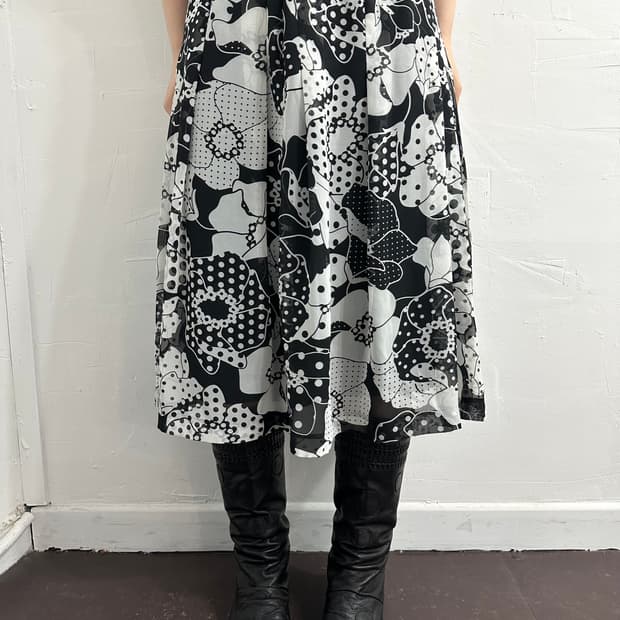 pdi oriental dot midi skirt