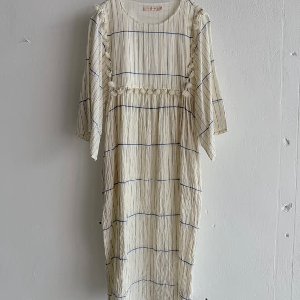 Tory Burch 토리버치 스트라이프 카프탄 태슬 원피스