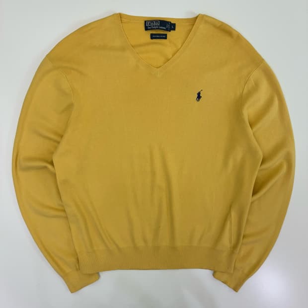 Polo  폴로 랄프로렌 자수 피마코튼 브이넥 니트