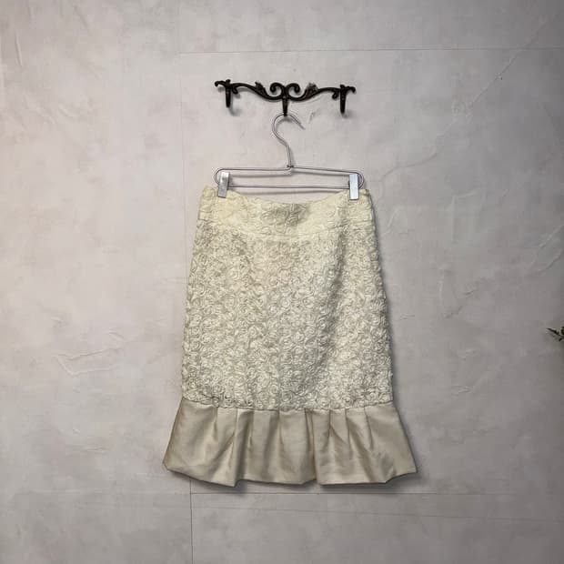 O’2ND ivory satin rose mermaid skirt 