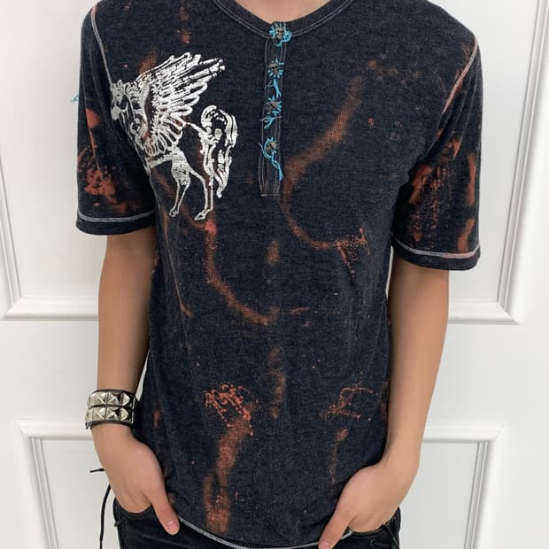 Skull detail tie-dye top 
