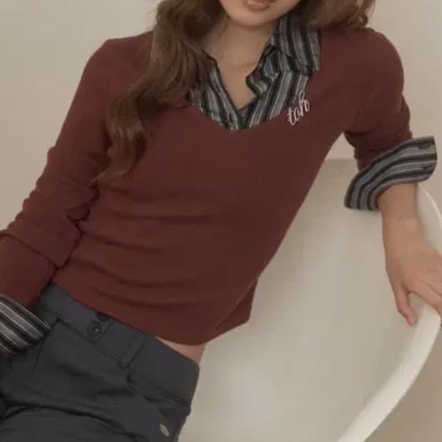 Toh 코니탑 버건디 셔츠 