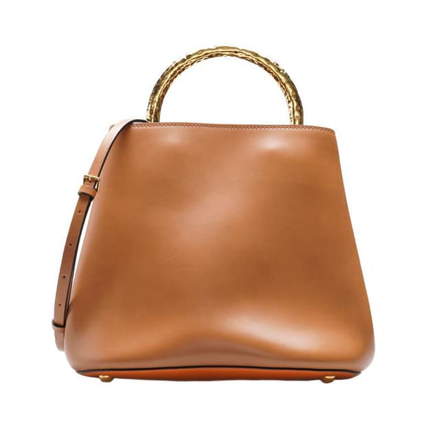 (중고) 마르니 오렌지 & 브라운 파니에 버킷 미듐 토트백