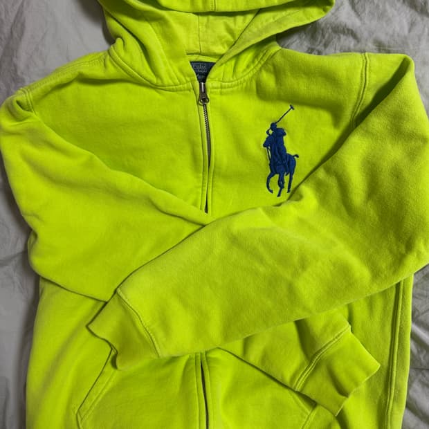 폴로 후드집업 네온그린