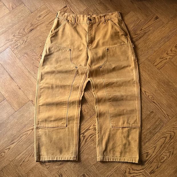 [33]칼하트 USA 더티워싱 브라운 더블니 워크 팬츠