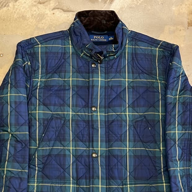 XL 폴로랄프로렌 블랙와치 퀼팅 타탄체크 자켓