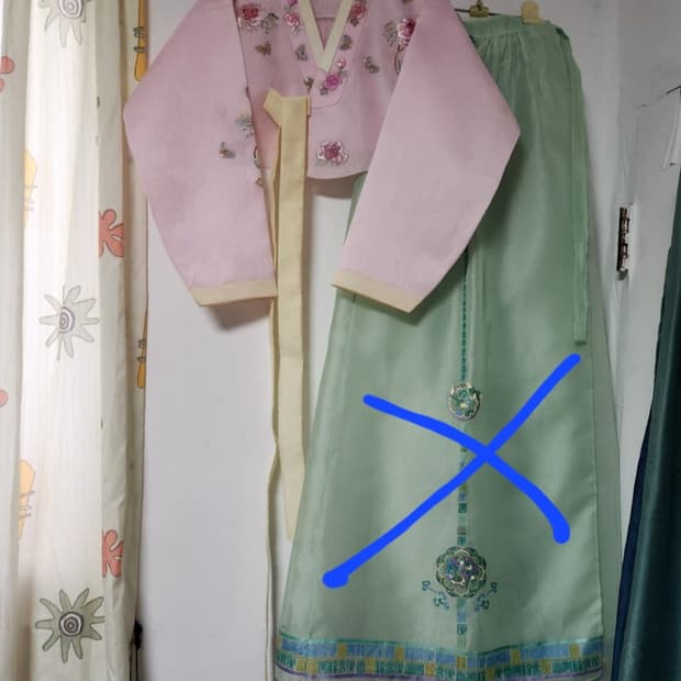 빈티지  핑크색 꽃무늬 한복 저고리(치마아님)
