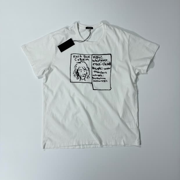 R13 알써틴 커트 코베인 두들 보이 티셔츠 화이트 L사이즈