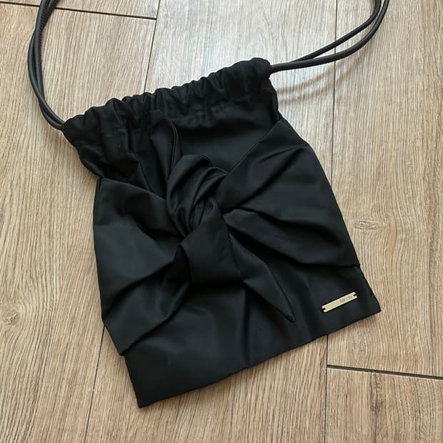 Miseki Tie-up mini drawstring bag BLACK