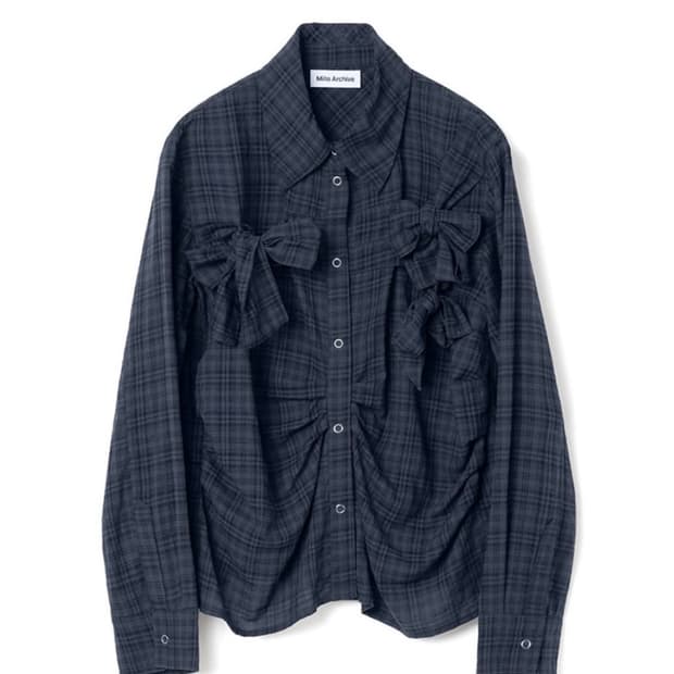 밀로우먼 리본 타이 셔츠 네이비 M