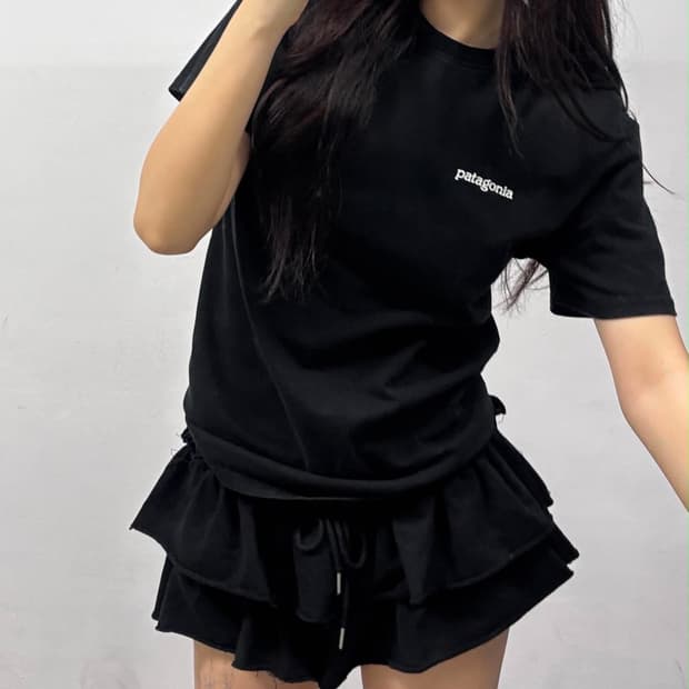 파타고니아 시그니처 블랙 걸즈 반팔 티셔츠(M)