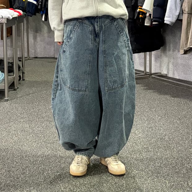 빈티지 더크로스 빅포켓 데님 벌룬 팬츠 B3657