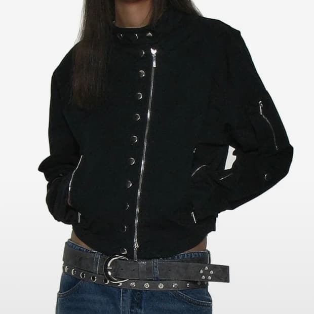 파르티멘토 라이트 코튼 바이커 자켓 블랙 M