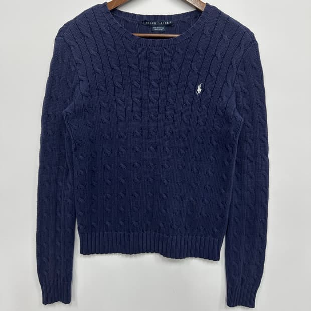 네이비 폴로 꽈배기 니트 