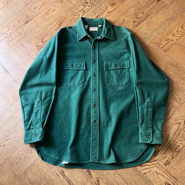 [L]90's 엘엘빈 Made in USA 빈티지 그린 샤모아 셔츠