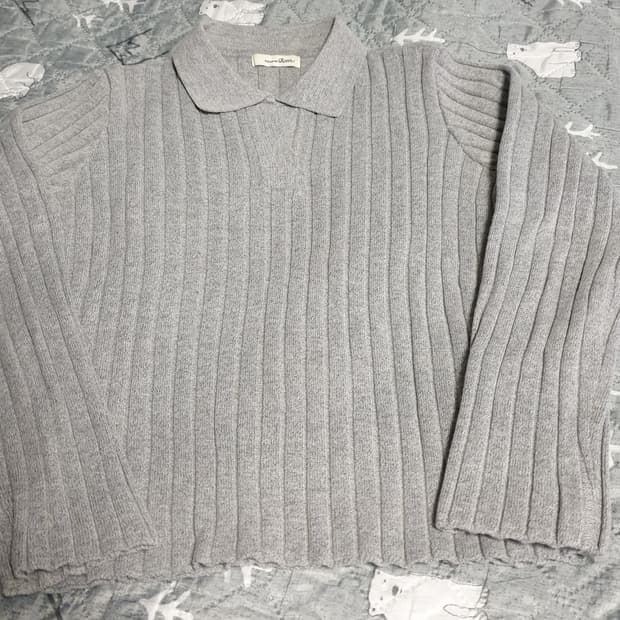 로엠 세미크롭 카라 긴팔 니트 그레이 (M)