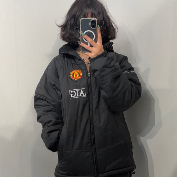 S 00s 나이키 맨체스터 유나이티드 벤치 자켓 블랙