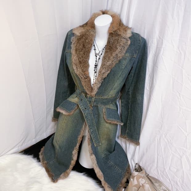 Cecil mcbee y2k Rabbit-fur Denim Jacket