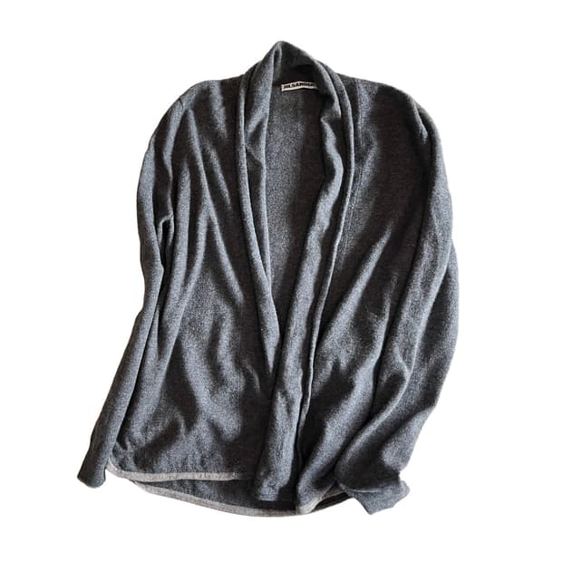 JIL SANDER wool drape cardigan grey