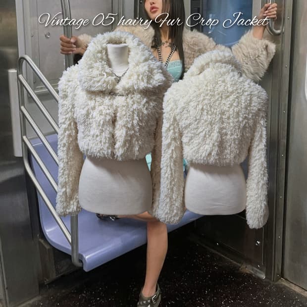 Vintage 05 hairy Fur Crop Jacket