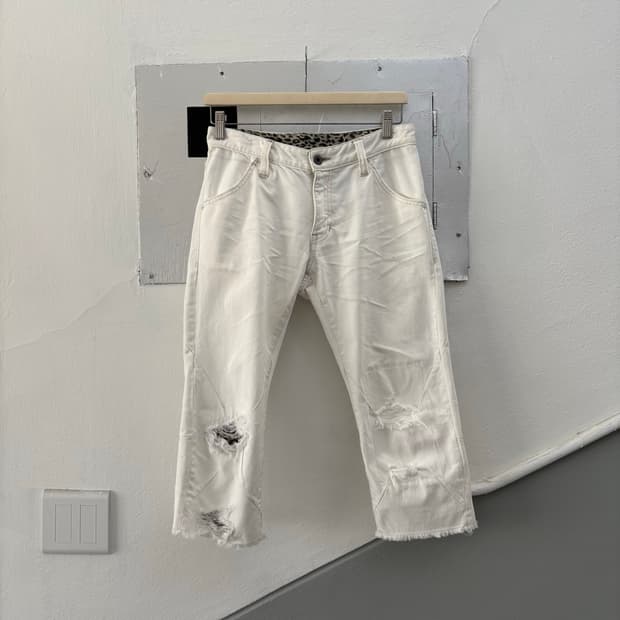 11AW BACKLASH LEOPARD PATCH CAPRI PANTS