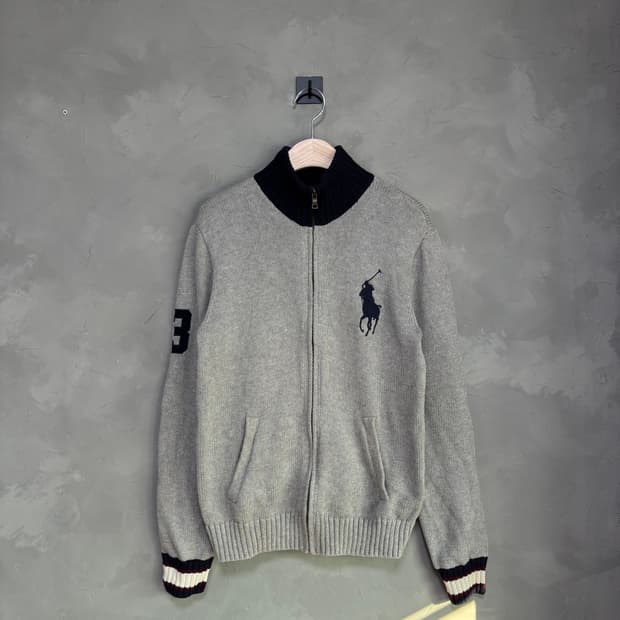 폴로 랄프로렌 빅포니 니트 집업 그레이