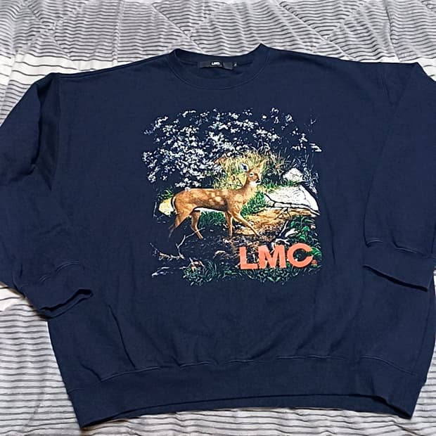LMC 오버핏 기모맨투맨 110 가슴70 기장75