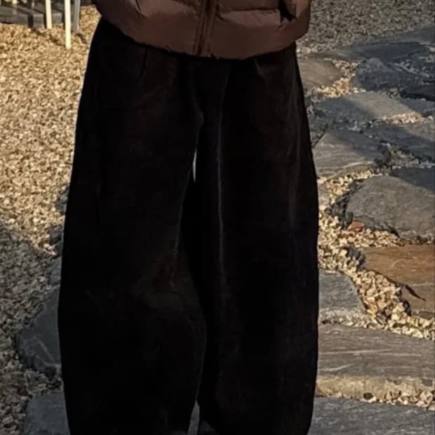 검정 코듀로이 와이드 벌룬 밴딩 팬츠 공용 무신사 걍새거