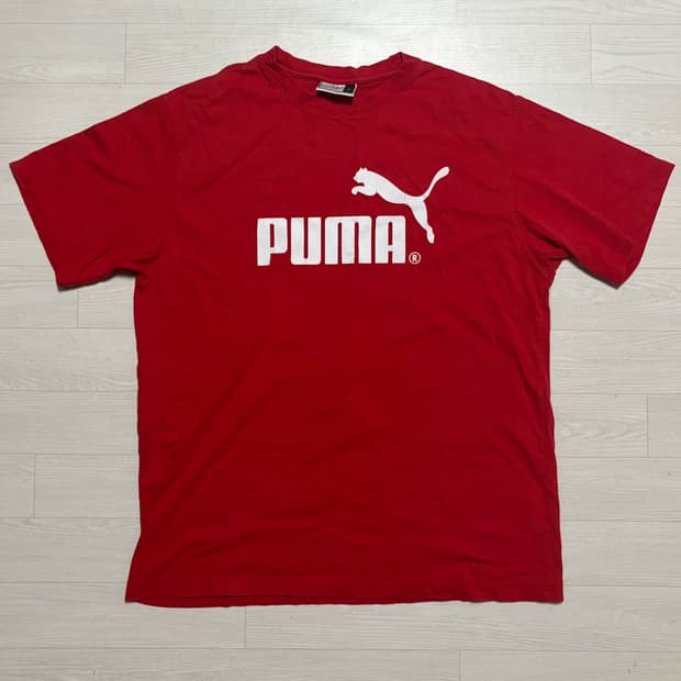 푸마 puma 빈티지 반팔 반소매 셔츠 레드 L