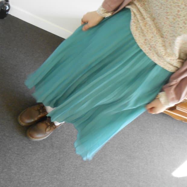 물빛 민트 빈티지 플리츠 스커트