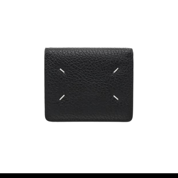 메종 마르지엘라 포 스티치 컴팩트 카프 레더 반 지갑 블랙