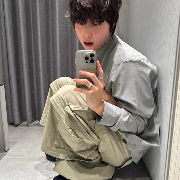 [세종pick]무탠다드 시티 레저 에어리 도트 유틸리티 셔츠 라이트그레이