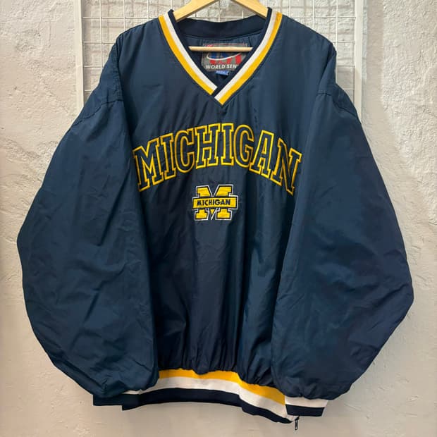 90s 올드스쿨 USA 월드센스 미시간 네이비 웜업 2XL