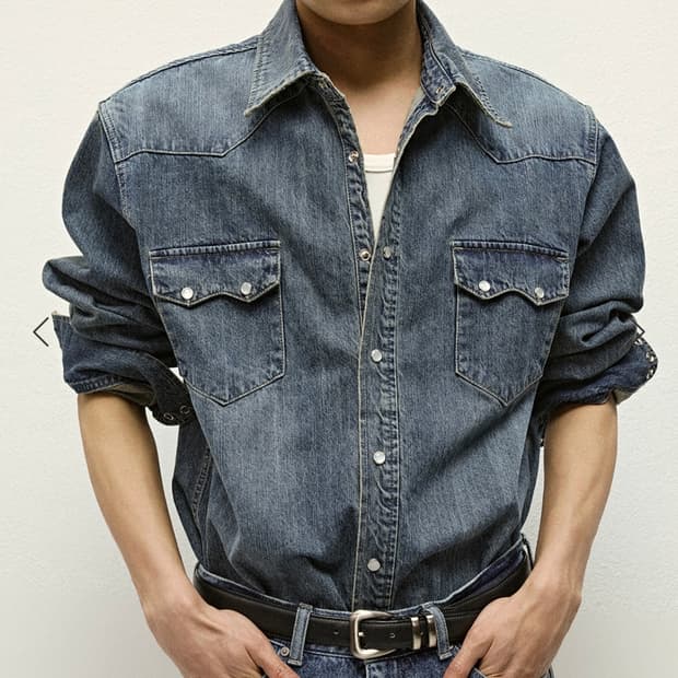 세비지 데님셔츠