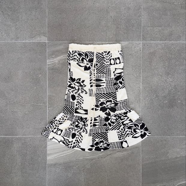 Black&white terry towel flower sk/ops