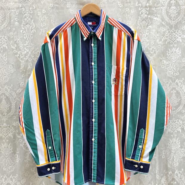 90s 타미 힐피거 멀티 컬러 셔츠