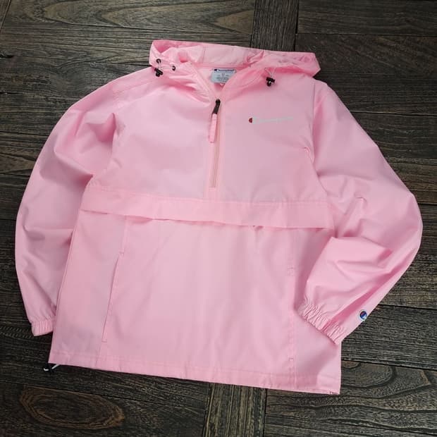 [챔피온] 로고 자수 오버핏 후드 바라막이 아노락 자켓 핑크 M18898