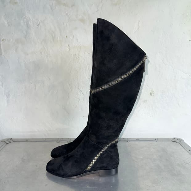00s 아카이브 DKNY 롱 스웨이드 지퍼 부츠