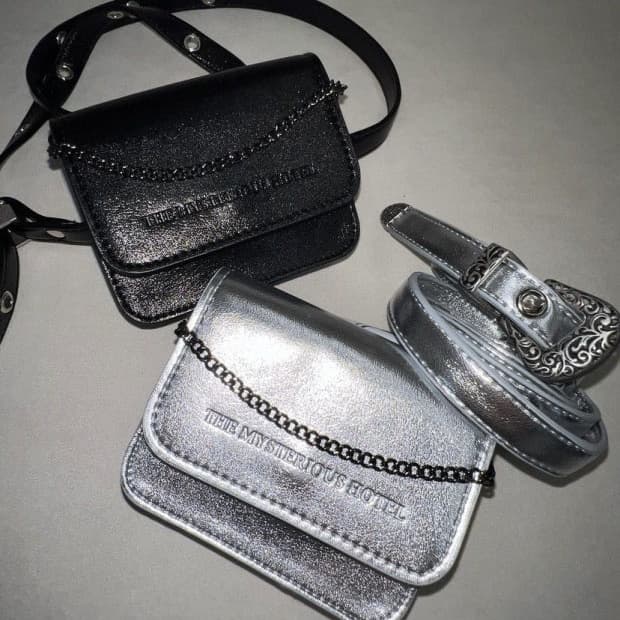 미스테리어스호텔 체인 미니 벨트백 마이크로백 실버