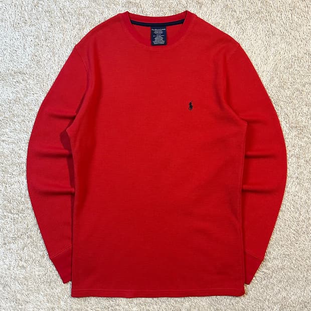 폴로 랄프로렌 와플 니트 롱슬리브 긴팔 레드