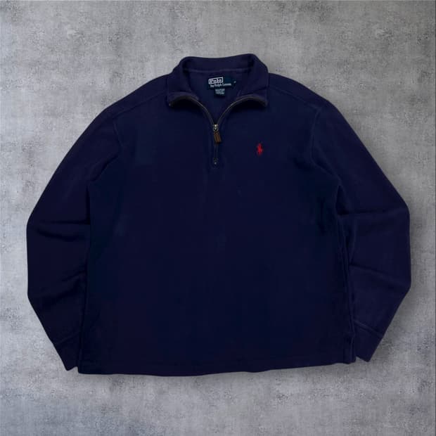 폴로 랄프 로렌 네이비 컬러 스몰 포니 하프 집업 니트