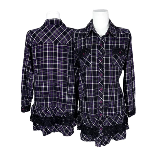 violet glitter check lace dres