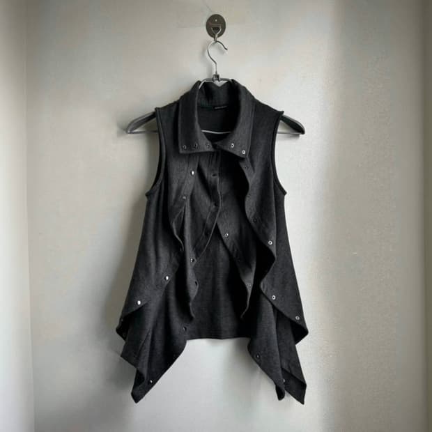 아카이브 하이넥 셔링 언발 이중버튼 베스트 조끼 y2k 갸루 펑크