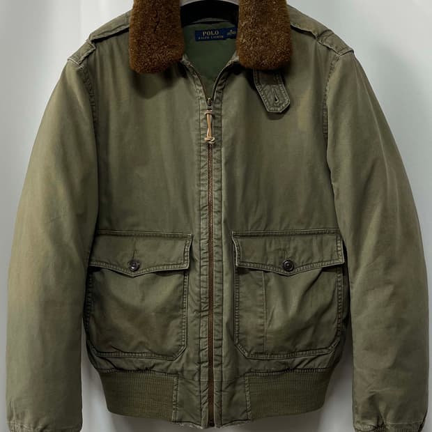 폴로 랄프로렌 b-10 올리브 시어링 플라이트 봄버 다운 자켓